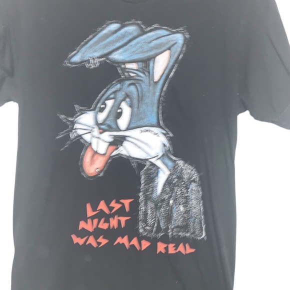 Domrebel Bug Bunny Punk Last Night Was Mad Real Graphic Tee Men's Medium - Picture 4 of 4